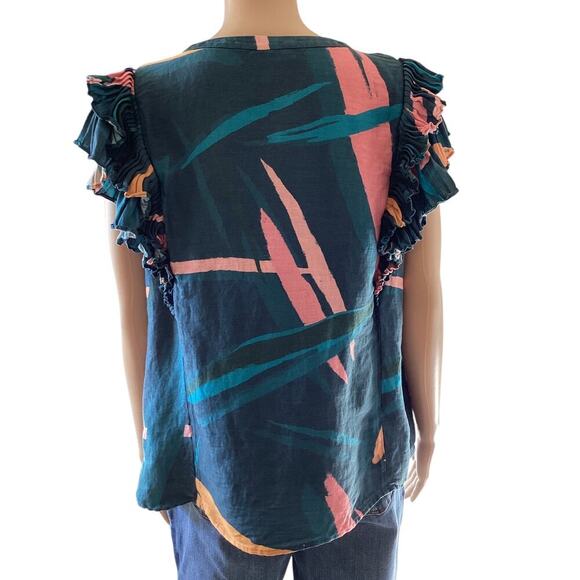 Vineyard vines Women's Flutter Sleeve Pintuck Top size L - Picture 2 of 6